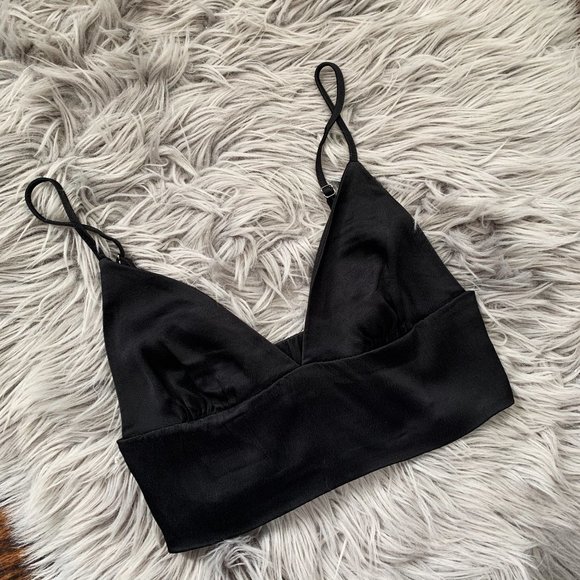 black satin bralette top